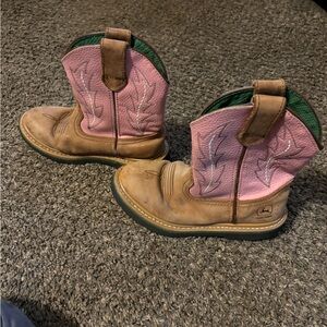 John Deere Pink and Tan Kids Boots